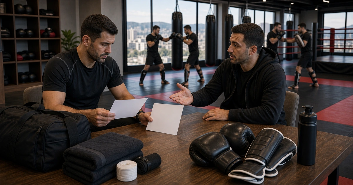 Cinematic kickboxing camp scene for 7-Day vs 14-Day Kickboxing Camp: Which Module Should You Choose? in Tbilisi, Georgia